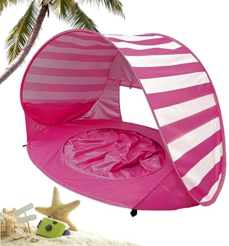 Strandmuschel mit Pool, UPF 50+ UV-Schutz Babyzelt popups, Tragbares Kinderzelt für Garten Reise, Faltbarer Sonnenschutz Windschutz für Kleinkinder & Säuglinge, Blau