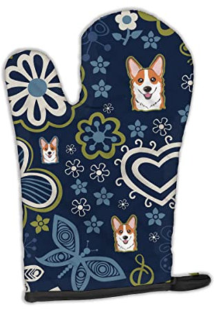 Caroline's Treasures BB5105OVMT Gant de cuisine Motif fleurs bleues Rouge Taille L