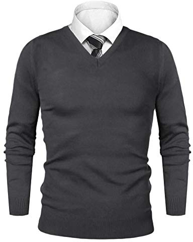 iClosam Jersey Hombre Invierno con Cuello en V Suéter de Punto Clásico de Manga Larga Ropa Cálida y Elegante para Diario,Oficina o Casual