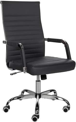 CLP Ergonomischer Bürostuhl Amadora I Höhenverstellbar, 360 Grad Drehstuhl I Kunstleder Oder Stoff Bezug I Langlebig, 120 kg Belastbar Farbe schwarz Material Kunstleder