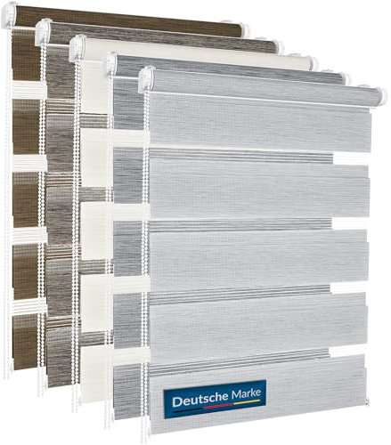 TEXMAXX® Doppelrollo Klemmfix ohne Bohren - 115 x 100cm (Stoffbreite 111 cm) - Leinen Braun/Rollos für Fenster ohne Bohren/Fensterrollo innen ohne Bohren/Doppelrollo ohne Bohren inkl. Zubehör