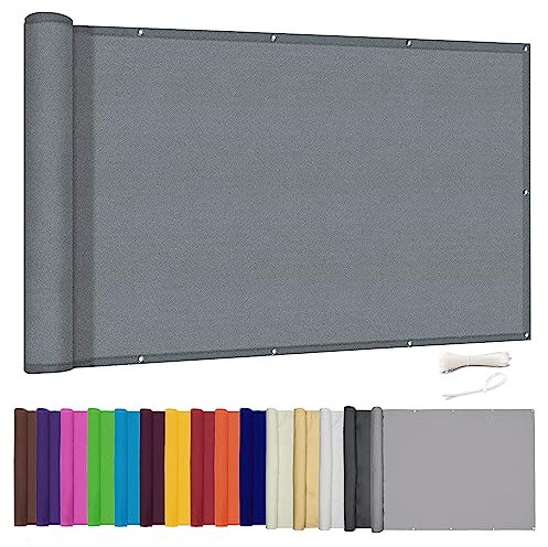 Lingle888 Balkon Sichtschutz PB2 PES blickdichte Balkonumspannung mit Ösen und Kabelbinder 8 Tage geliefert - in div.20 Größen & 14 Farben 420D(Grau,1x6m)
