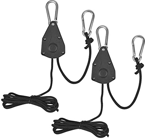 1 Paar 1/8 Seil Ratsche mit Haken Einstellbare Wachsen Licht Ratchet Seil Aufhänger Rope Ratchet Hanger Flaschenzug Aufhänger Seil für Pflanzenlampe Zimmerpflanzen Einstellbare Wachsen Licht