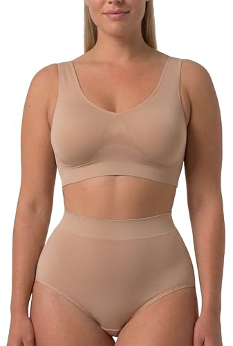 Risalti Reggiseno Senza Ferretto Modellante - Reggiseno Contenitivo Donna Senza Cuciture, Microfibra Elasticizzata, Spalla Larga, Brassiere Donna Comoda, Intimo Seamless - Made in Italy