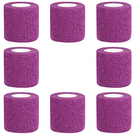 Benda coesiva 5cm x 4.5m Confezione da 8 fascia autoadesiva Fasciatura nastro traspirante Fascia elastica autoadesiva atletica per lesioni sportive, polso, ginocchio, distorsione della caviglia