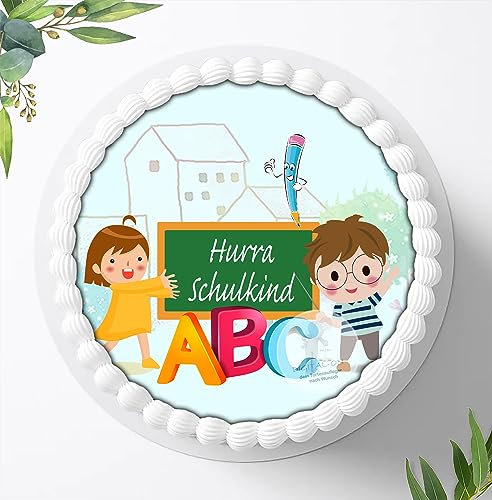Tortenaufleger Tortenbild Einschulung Schulanfang Schuleinführung, essbar, Fondant Ø 20cm / 0171z