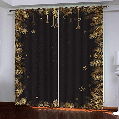 Bishilin Schlafzimmer Vorhang Blickdicht 2er Pack, Nachthimmel und Bäume Kinderzimmer Vorhang Lang mit Ösen214x274CM