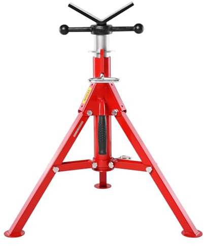 VEVOR Cavalletto per Tubi con Testa a V 0,32-30,48 cm Supporto per tubi Altezza Regolabile 61-107 cm Massima Capacità 1134 kg, Cavalletto per tubi Materiale in Acciaio al Carbonio Piedi Pieghevoli