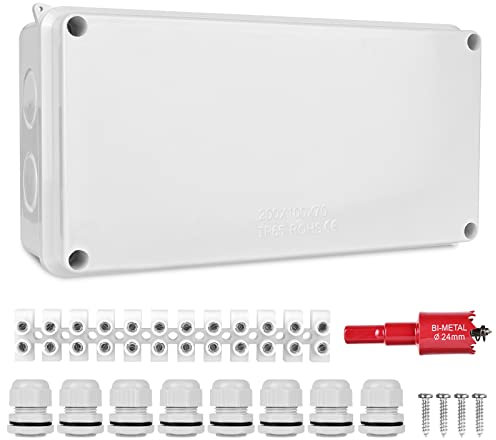 Verteilerdose Aufputz, 200x100x70mm Abzweigdose Aufputz Abs Abzweigdose Groß Klemmkasten Aufputz, Ip65 Wasserdichter Aufputz-abzweigkasten Abzweigdose Aufputz Abzweigkasten Staubdicht Ø12-15 mm
