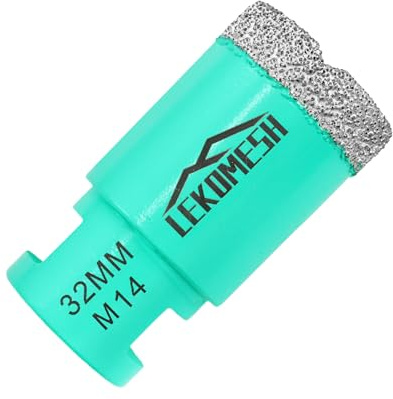 LEKOMESH Diamond Core Drill Bits 32MM - Vacuum Brazed Diamond Hole Saw for Porcelain, Ceramic, Marble, Granite, Stone, Quartz - M14 Thread for Angle Grinder