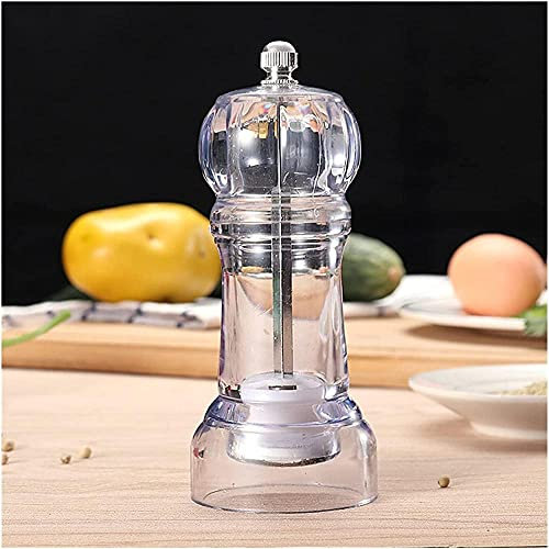 TONZN Moulin à Poivre Domestique en Bois Fait Main avec Poivre Noir et Une Bouteille d'épices de Cuisine en céramique - Moulin à sel Brun Transparent Moulins à sel et à Poivre (Blanc Transparent)