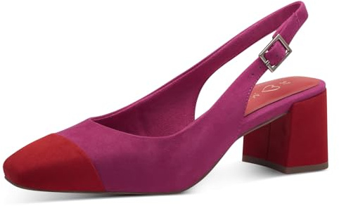 MARCO TOZZI Décolleté Slingback Donna con Tacco a Blocco Vegane, Rosa (Pink Comb), 37 EU