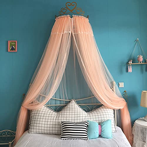 Miuxe Prinzessin Himmelbett Für Mädchen Kinder Mit Metallkrone, Dekor Bettüberdachungen & Vorhänge Mesh Dreamy Moskitonetz Bettwäsche Für Einzel- Bis Kingsize-Betten