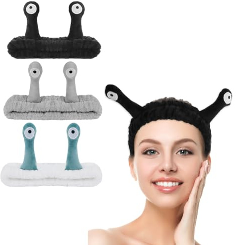 LOPHE Haarband Kosmetik, 3 Stück Make up Skincare Headband Damen, Elastic Spa Abschmink Haarbänder Schnecke, Stirnband Kosmetik Zum Waschen Gesicht Für Yoga Sport Hautpflege(schwarz+weiß+grau)