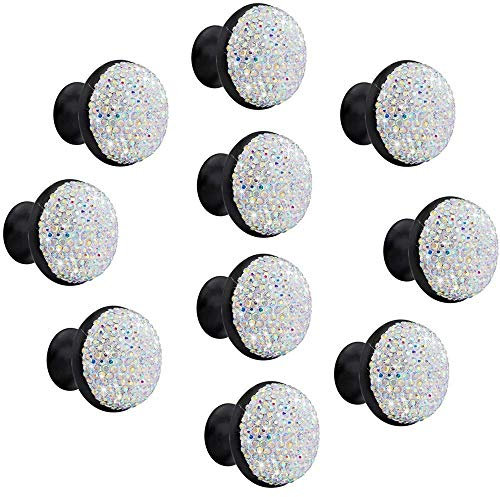 Generisch 10 Stück 35 mm Bunte pilzförmige Kristall-Türknäufe, Glas-Schubladenknöpfe, dekorative Kristall-Türgriffe, Diamantgriffe mit Schrauben für Zuhause, Büro, Schrankschubladen
