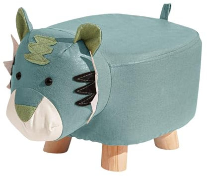Milageto Fußhocker mit Tiermotiv, Schuhwechselhocker, süßer Cartoon-Lernhocker, Fußstütze, Sitzkissen, Stuhl für Wohnzimmer, Nachttisch, Eingangsbereich, Blau Tiger