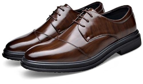 DADAWEN Chaussures de Ville Homme Cuir Verni Noir Derby pour Mariage cérémonie Travail Bureau