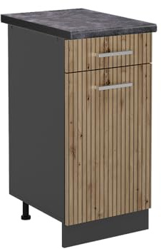 Vicco Küchenunterschrank R-Line, Artisan-Eiche, 40 cm | 1 Schublade · AP Anthrazit inkl. · Höhenverstellbare Füße · ✓ Leichter Zugriff · ✓ Frei kombinierbar