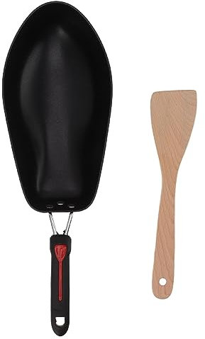 ALQSIM Nonstick Frying Pan, Oval Fish Shaped Skillet, Stainless Steel Nonstick Fry Pan with Wooden Shovel, for Restaurant Kitchen Cooking Pan Grilling Meats, 21.7in L, 7.2in W, 3.4in D