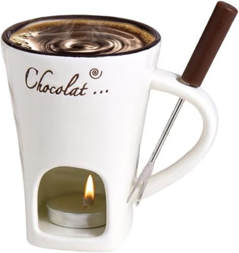 QPHRYBMW Fondue Cups Tealight Chocolate Melting Cup Mini Ceramic Simmer Mug Multi-Purpose Fondue Coffee Cup Heating Tea Light Melting Pot For Candy & Caramel