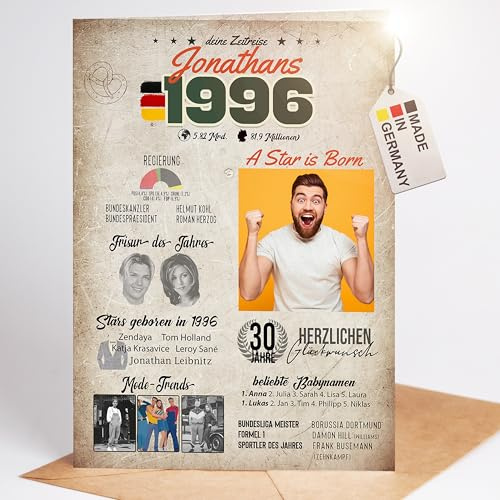 myDreamwork Premium Geburtstagskarte zum 30. Geburtstag - Geschenke zum 30 Geburtstag - Geburtstag 30 Mann, Geburtstag 30 Frau - Geburtstagskarte 30 Jahre - 1996 Geschenkidee (DIN-A5)