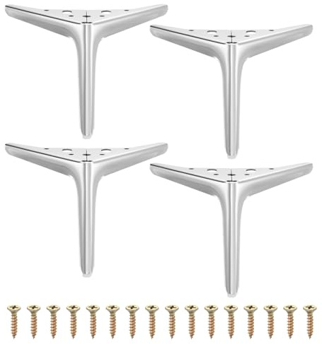 QUARKZMAN 4Pcs Pieds De Meuble en Métal 6 Pouces Pieds De Meuble Argent