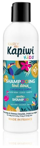 KAIRLY - Shampooing Tout Doux 2-en-1 KAPIWI Kids - Cheveux Bouclés & Corps - Nettoie, Hydrate & Aide au Démêlage - 97% Naturel - Aloe Vera, Coco & Karité (250 ml)