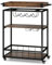 GIANTEX Carrello Bar con Ruote Bloccabili, 3 Livelli, Vassoio Rimovibile, Armadietto per Vino e Portabicchieri, 84x40x90 cm, Marrone