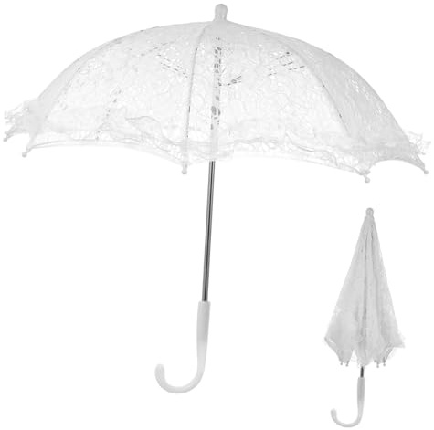BESPORTBLE Regenschirm Aus Spitze Brautspitzenbaumwollregenschirm Aus Weißer Spitze Hochzeitsschirme Bulk-regenschirme Vintage Regenschirm Erwachsene Elegant Stahl