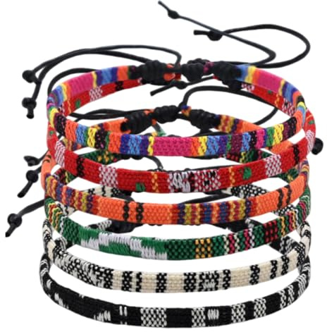 KEMUZ 6 Pièces Bracelet De Cheville Surfeur Pour Hommes Et Femmes, Boho Hippie, Imperméable, En Tissu Coloré, Fabriqués À La Main, 100% Coton Écologique, Ajustable Bracelet Cheville