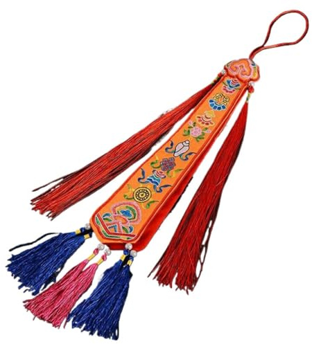 Gebetsfahnen, 58 cm, Buddhismus, acht glückverheißende Muster, Wandbehang, Gebetsfahnen, Tamburin-Banner, rot