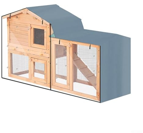 Dreieckiger Stall für Kaninchen und Meerschweinchen, verstellbarer Saum für sicheren Halt und Wind (grau, 147 x 52 x 86 cm)
