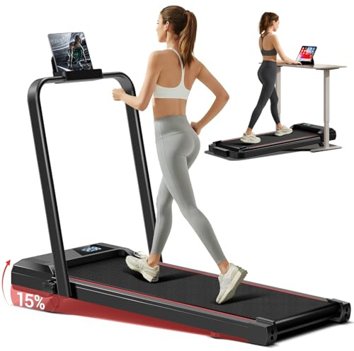UMAY 15% Cinta de Correr Plegable con Inclinación 12KM/H, Walking Pad con 3.0HP Motor Sin Escobillas, Cinta de Andar Plegable 3 en 1, Soporta 136KG
