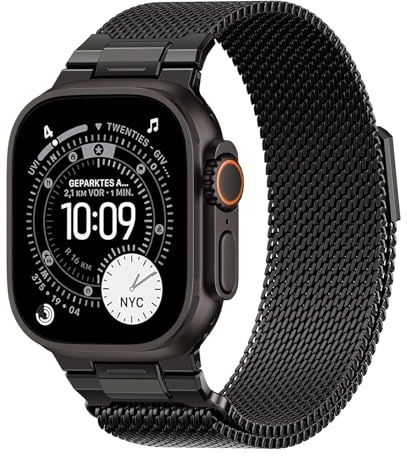 Milanaise Magnetic Ersatzarmband für Apple Watch Ultra 3/2 Armband 49mm 46mm 45mm 44mm 42mm 41mm 40mm 38mm Herren,Milanese Loop Edelstahl Metall Verbinder Band für iWatch 11 10 9 8 7 6 5 4 3 SE 3/2