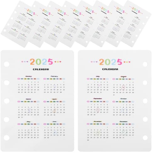 FONDOTIN 10 Stk. Teiliges Kalender-trennblätter Fünfloch Beidseitig Bedruckte Bunte Kalender-einlagen Lose Kalender Zubehör Flexibel Austauschbar Passend für Ringbuch und Schnellhefter