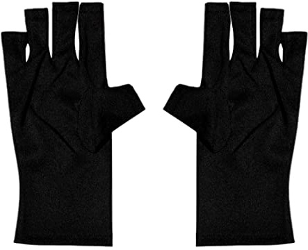 1 par de guantes negros Anti UV bloqueador solar protección UV sin dedos para lámpara de uñas de Gel