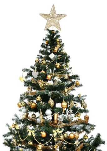 GARVALON Stella Dell’Albero di Natale in Ferro Antiruggine 25 CM Dorata Puntale a Stella per Decorazioni Natalizie Ornamento Luminoso per Casa Negozi Uffici e Ambienti Festivi