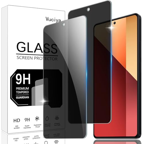 Vuciya 2 Pack Privacidad Cristal Templadode Pantalla para Xiaomi Redmi Note 13/Note 13 Pro/Poco X6/Poco X6 Pro vidrio Protector,Sin Burbujas,Dureza 9H,Antiarañazos, Antihuellas