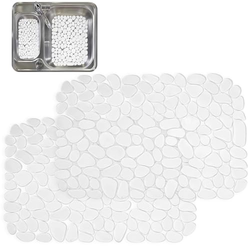 Gubilacrum Sink Protector Mat, 2-Piece 30x40 cm Kitchen Sink Pad with Customizable Fit, Protects Expensive Sinks from Scratches and Damage, Dish Drying Mat with Quick Drainage Design