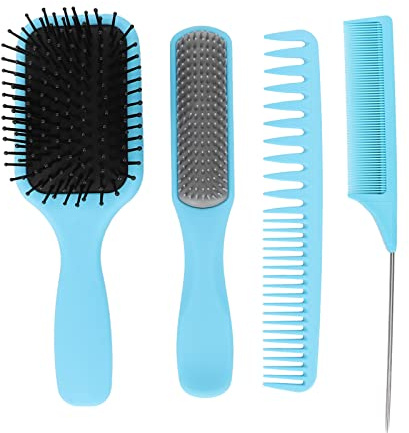 Kit de Peines para Cabello 4 Piezas, Cepillo Paddle Desenredante con Peine, Peine de Estilo para Cabello Largo Grueso Fino Rizado, Incluye Peine de Doble Diente y Pein