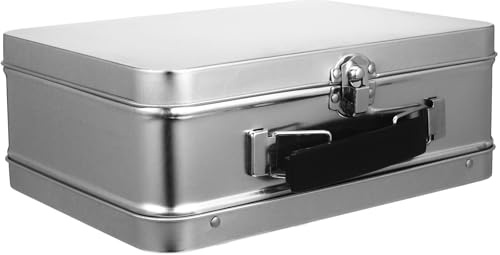 Healeved Organizer da Leggero e Facile da Trasportare in Latta Argento con Grande Scatola Rettangolare Semplice per Ufficio e Viaggio