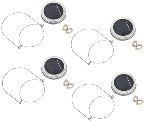 RUNROTOO LED Solar Jar Lid Lights 4 Sets 20Led 2M Copper Wire String Fairy Lights for Outdoor Garden Patio Decoration