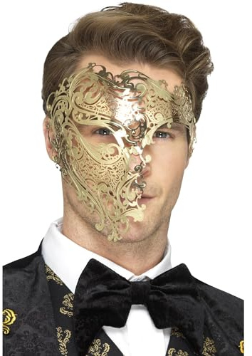 Smiffys Masque métal en filigrane Deluxe, fantôme, Or Halloween
