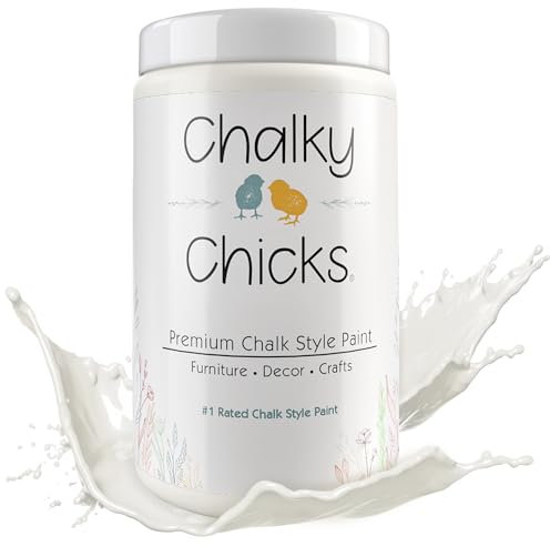 Chalky Chicks Premium Chalk Style Paint for Furniture, Home Decor & DIY Crafts – Eco Friendly – No Sanding, No Primer Needed – Multi Surface Paint – Old Lace (Off White) – 32 oz – Made in the USA