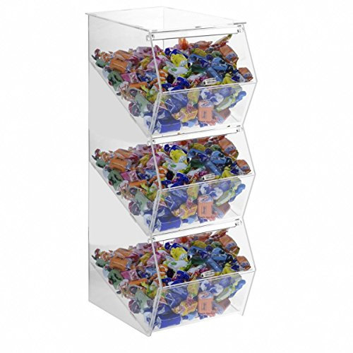 DesignPlex Bonbonschütte aus Acryl transparent MIT Klappdeckel mit 3 Etagen