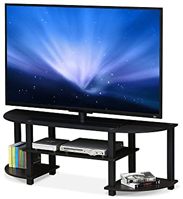 Furinno TURN-S-TUBE TV Stand, Wide Entertainment Center, TV Console for TV up to 55 Inch, for Living Room, Bedroom, Dark Walnut