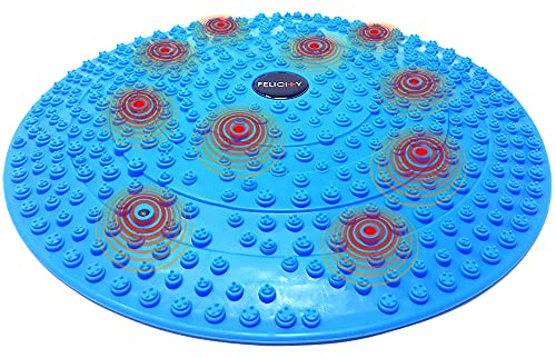 Daiwa Felicity Foot Massager Mat - Reflexology Mat with Magnetic Therapy Acupressure Disc - Ergonomic Acupressure Mat for Feet Relaxation, Pressure Point Pad - (Blue)