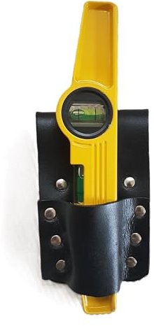 New BBI Strong Leather Holder 4 Scaffolding Tool Belt with 10'' Magnetic Spirit Level Bubble (Black Curve Holder+level)