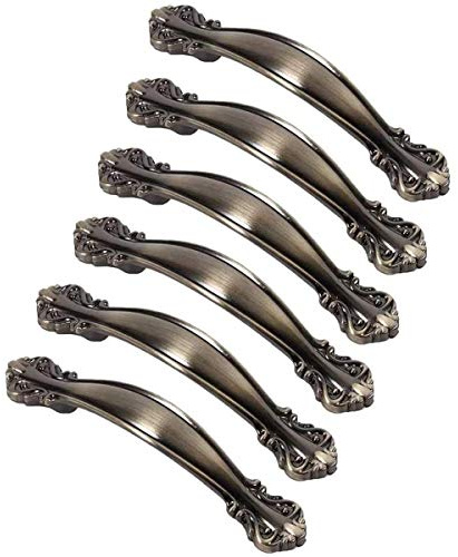 Creatwls 6pcs Antik Möbel Schublade Knöpfe Zinklegierung Kommode Knöpfe Möbelgriff Schrankgriff Küchengriff Schrank Zieht Griffe Türgriffe, Lochabstand 64mm