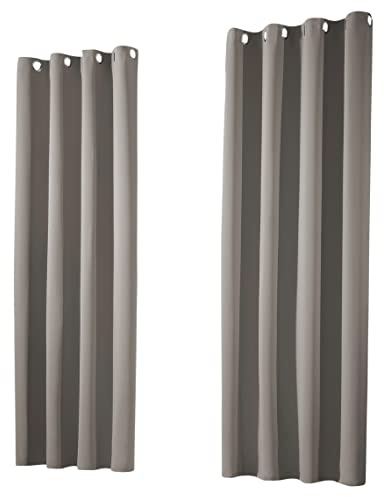 heimtexland ® 1 Paar Thermo- Verdunklungsgardinen Ösenschal Vorhänge Verdunkelnd Isolierend Blickdicht Verdunkelungsvorhänge HxB 160x135 Schlamm Typ139